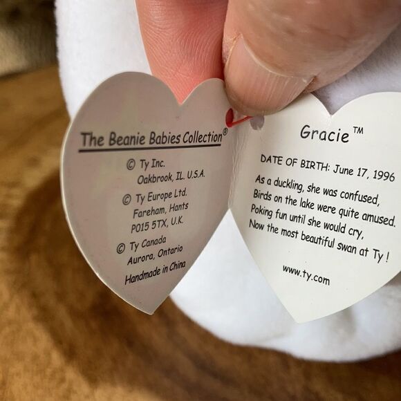 Ty Beanie Baby Gracie The Swan 1996 Rare/Retired #4126 P.E.Pellets - Picture 6 of 11